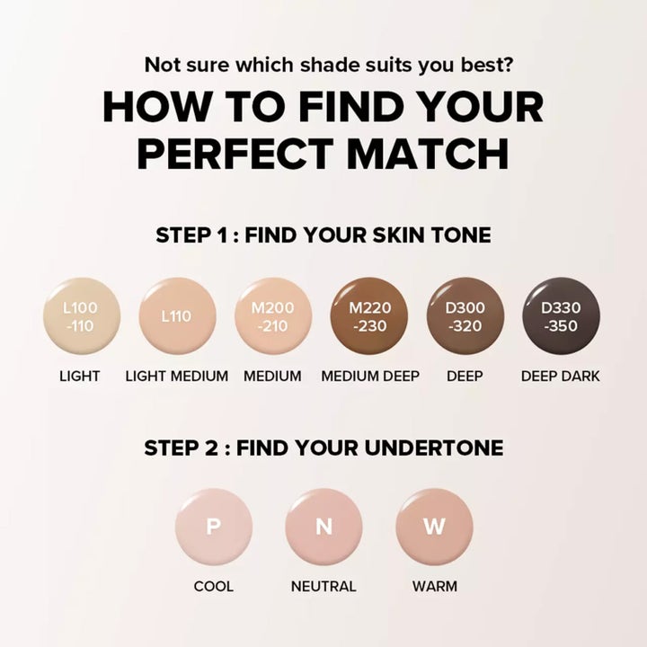 Beauty of Joseon Daily Tinted Fluid Sunscreen SPF 30 50 ml i nyansguide för hudtoner och undertoner.