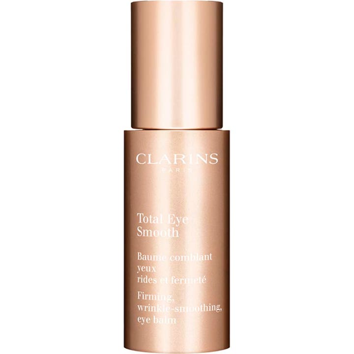 Clarins Total Eye Smooth 15ml anti-age ögonkräm för slät hud i en lyxig roséguldfärgad flaska som ger åtstramning