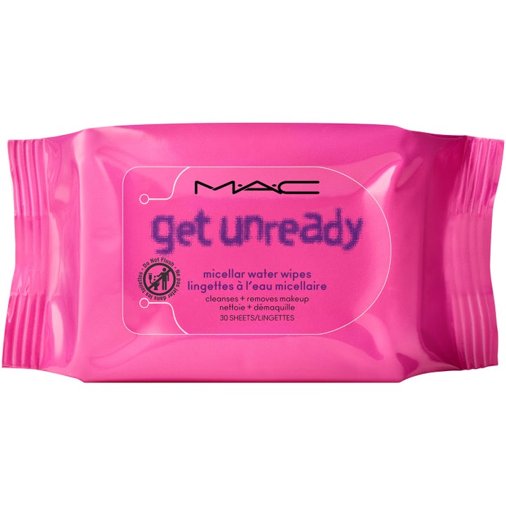 MAC Get Unready Micellar Water Wipes 30 st rengöringsservetter som rengör huden i en skarp rosa mjuk plastförpackning.