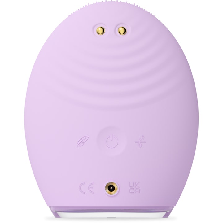 FOREO LUNA 4 plus 1 st ansiktsrengöring elektrisk borste i lila med guldiga punkter för foreo luna mikroström