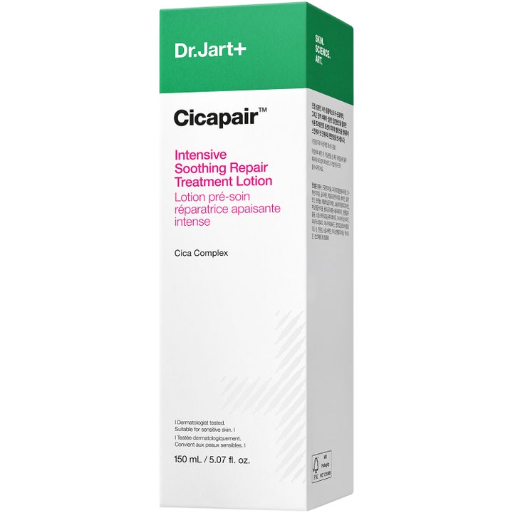 Dr.Jart+ Cicapair Intensive Soothing Repair Treatment Lotion 150 ml lugnande ansiktslotion i vit och grön ytterkartong