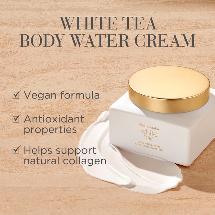 Elizabeth Arden White Tea Body Water Cream 225 ml vegansk kroppskräm i fyrkantig burk med guldlock