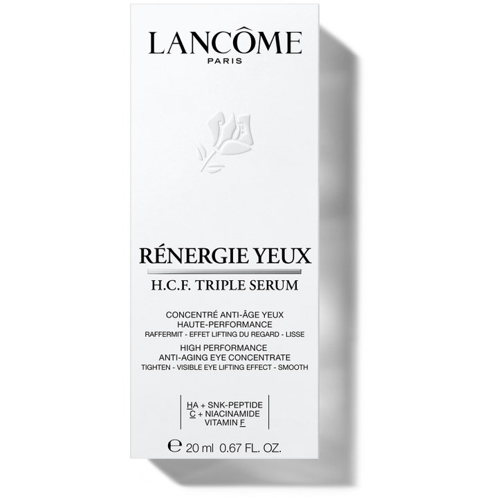 Lancôme Rénergie H.C.F. Triple Serum Eye 20 ml anti-aging ögonserum i vit ytterförpackning med svart text.
