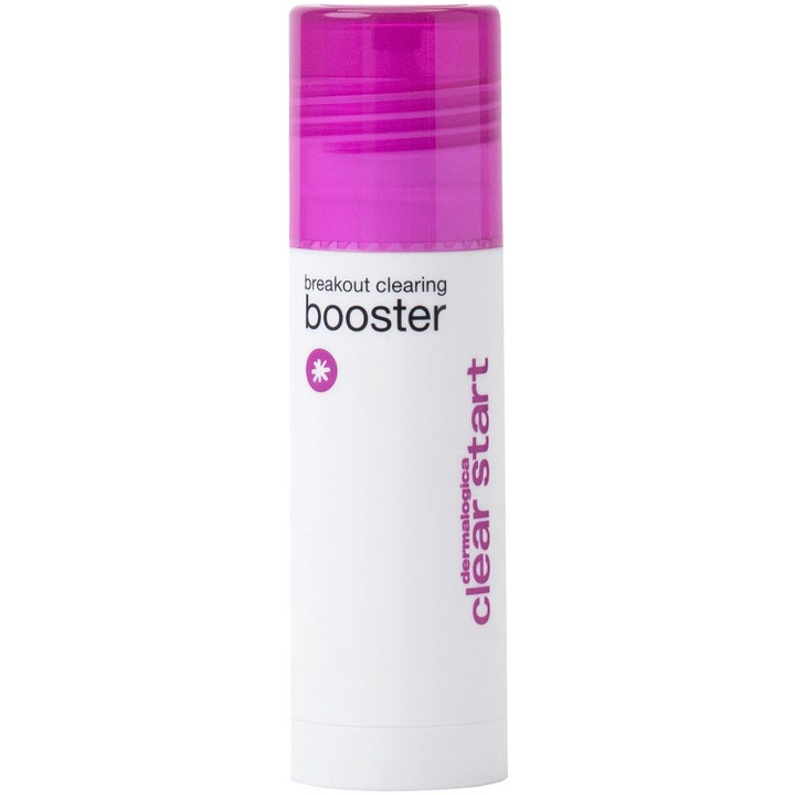 Dermalogica Clear Start Breakout Clearing Booster anti-akne salicylsyra serum mot finnar i vit flaska med lila kork
