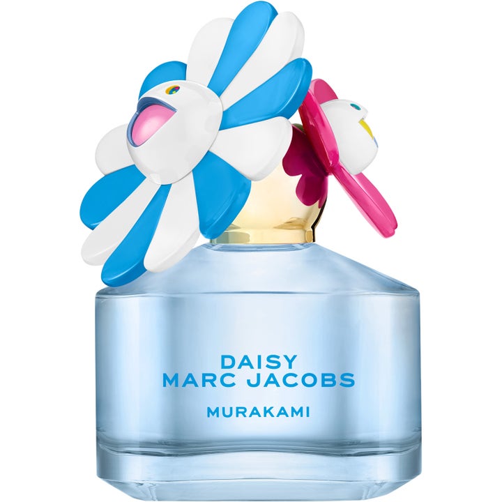 Marc Jacobs Daisy Murakami Blue 50 ml parfym i glasflaska med ljusblå vätska och kork med färgglada blommor