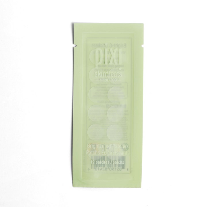 Pixi Bright-C Stickers 24 st vitamin c hudvård ansiktsbehandling i ljusgrön sachet med runda genomskinliga plåster.