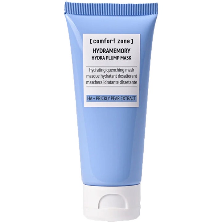 Comfort Zone Hydramemory Hydra Plump Mask fuktgivande ansiktsmask med hyaluronsyra i en ljusblå tub med vitt lock