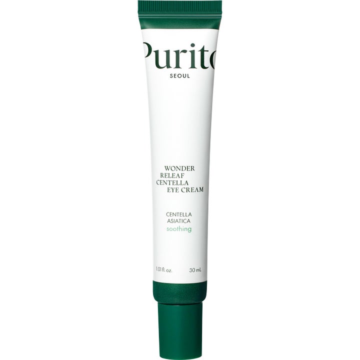 Purito Wonder Releaf Centella Eye Cream 30 ml lugnande centella asiatica ögonkräm i vit tub med grönt lock