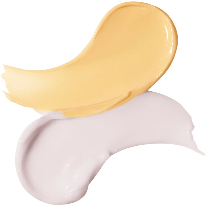 Ole Henriksen Strength Trainer & Banana Bright Eye Creme 22 ml hudvårdskit med krämig gul och ljusrosa textur.