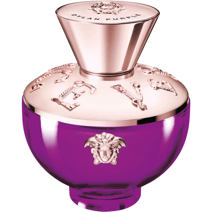 Versace Dylan Purple 100ml eau de parfum blommig parfym i lila glasflaska med lock och detaljer i roséguld