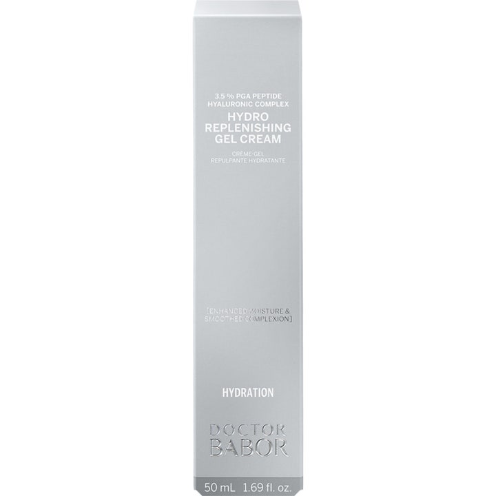 Doctor Babor Hydro Replenishing Gel Cream 50 ml babor hyaluronsyra ansiktskräm i silvergrå ytterkartong.