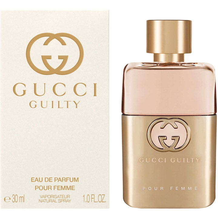 Gucci Guilty Pour Femme Eau de Parfum 30ml damparfym i guldflaska med genomskinlig topp och vit ask