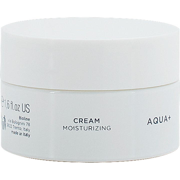 Bioline Jato Aqua Plus 50 ml är en aqua plus återfuktande ansiktskräm i en stilren vit burk med vitt lock.
