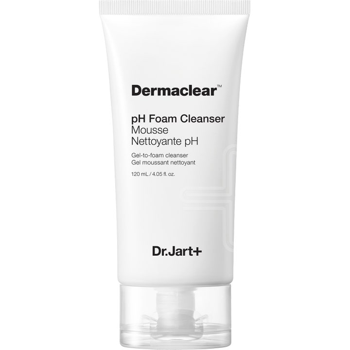 Dr.Jart+ Dermaclear pH Foam Cleanser 120 ml mild ansiktsrengöring i vit tub med genomskinligt lock
