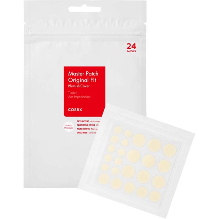 COSRX Master Patch Original Fit 24 st hydrokolloid plåster K-beauty i vit förpackning med runda genomskinliga patches