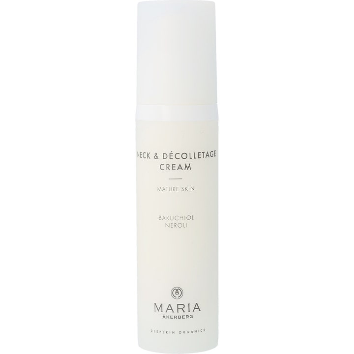 Maria Åkerberg Neck & Décolletage Cream 100 ml Maria Åkerberg dekolletagekräm i vit pumpflaska som ger spänst med bakuchiol.