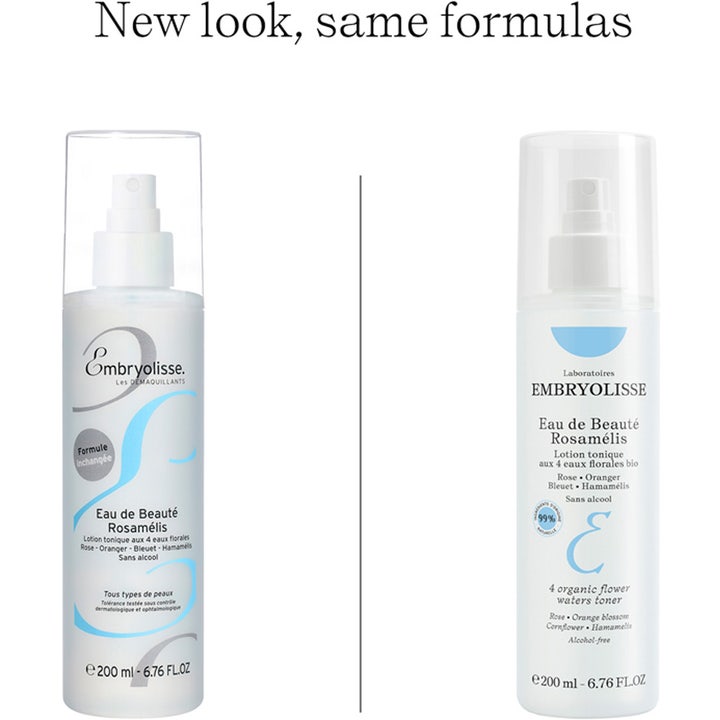 Embryolisse Eau de Beauté Rosamélis 200 ml organisk återfuktande toner i två sprayflaskor med ny design.