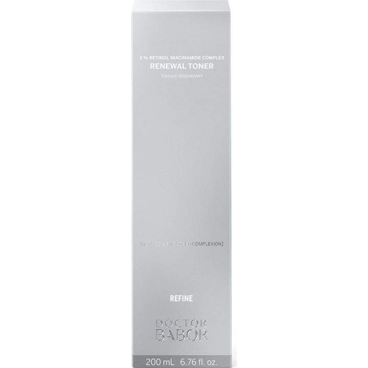 Babor DOC Renewal Toner 200 ml förnyande retinol toner i en elegant silvergrå ytterförpackning