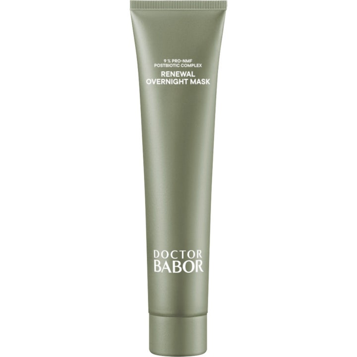 Doctor Babor Cleanformance Renewal Overnight Mask förnyande återfuktande nattmask i grön metallisk tub med vitt lock