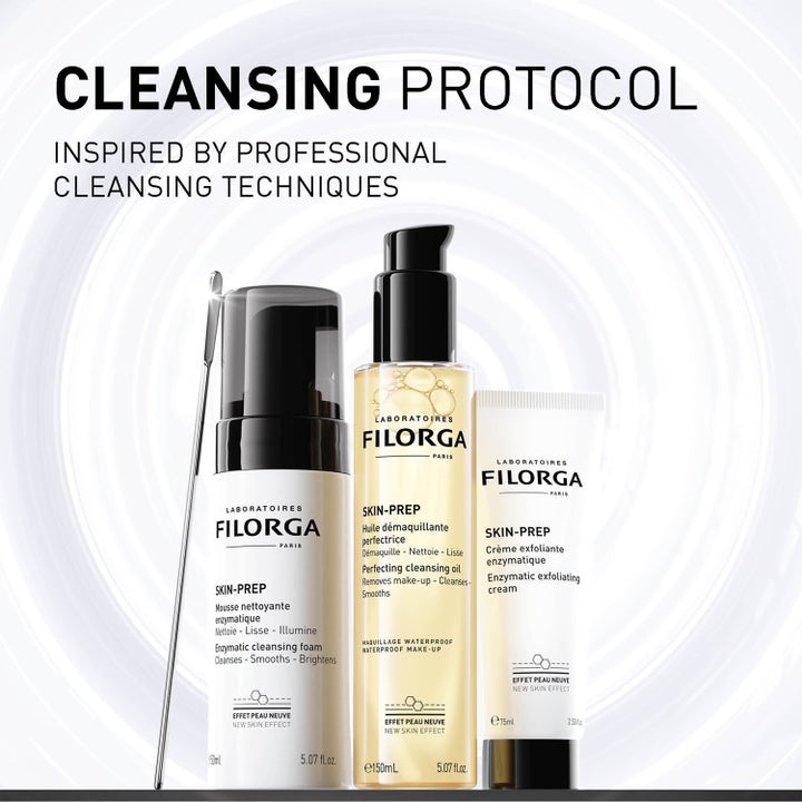 Filorga Skin-Prep Enzymatic Cleansing Foam 150 ml enzymrengöring ansikte i vit pumpflaska för daglig användning