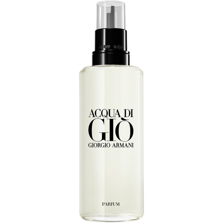 Armani Acqua di Gio Homme 150 ml aromatisk herrparfym acqua di gio homme refill i genomskinlig flaska med svart munstycke