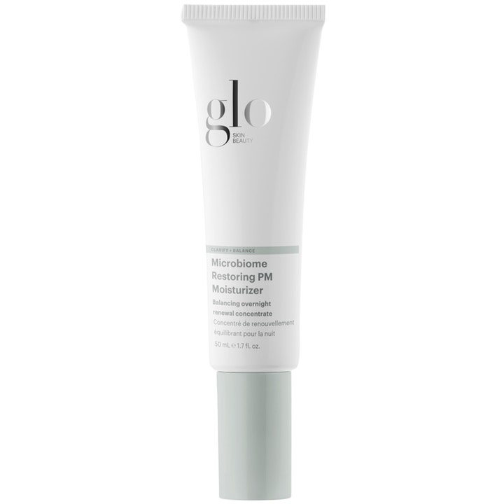 Glo Skin Beauty Microbiome Restoring PM Moisturizer 50 ml lugnande nattkräm för att balansera hudens mikrobiom i vit tub