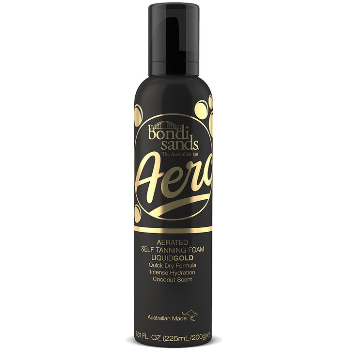 Bondi Sands Aero Liquid Gold 225ml återfuktande brun utan sol mousse i svart flaska med gulddetaljer