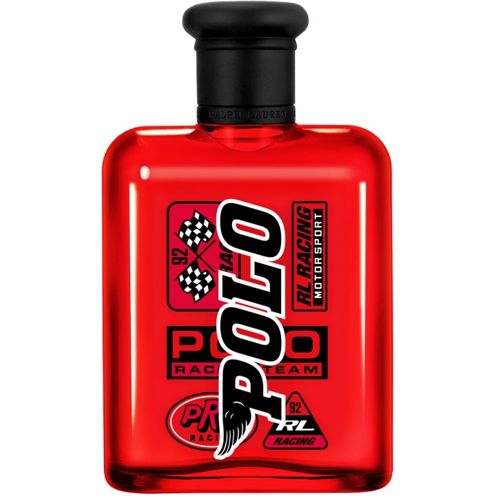 Ralph Lauren Polo Red Racing Edition 125ml herrparfym i röd glasflaska med sportiga racing-motiv och svart lock