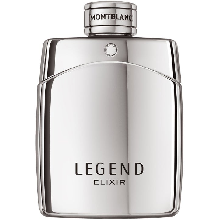 Montblanc Legend Elixir 100ml edp herrparfym i en blank och reflekterande silverfärgad flaska med rundade hörn
