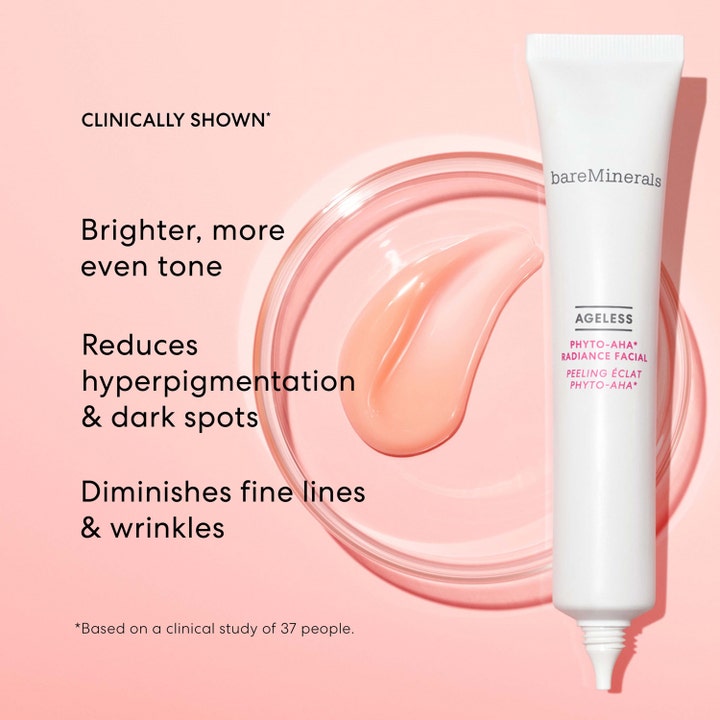 bareMinerals Ageless Phyto-AHA Radiance Facial 50 ml hudjämning med kemisk peeling AHA och persikofärgad gel