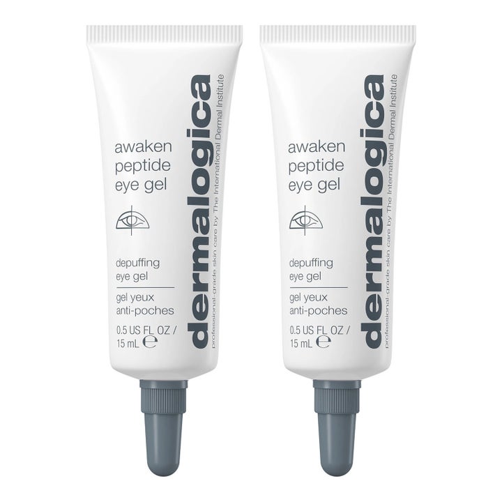 Dermalogica Awaken Peptide Eye Gel 15 ml dämpande ögongel som ger piggare blick i vita mjuka tuber med grå korkar
