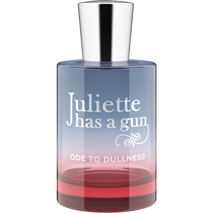 Juliette has a gun Ode To Dullness 50 ml lyxig eau de parfum i cylindrisk glasflaska med blå och röd gradient och silverkork
