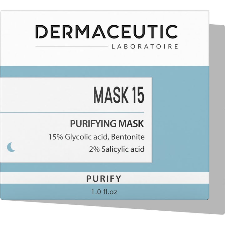 Dermaceutic Mask 15 30 ml djuprengörande ansiktsmask med glykolsyra och salicylsyra i blåvit ytterförpackning