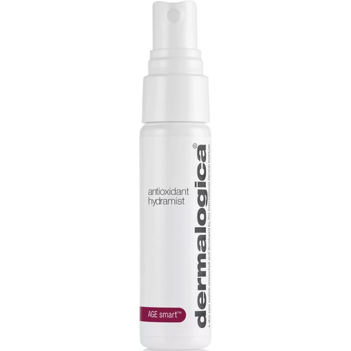 Dermalogica Antioxidant Hydramist 30 ml uppstramande ansiktsmist i vit flaska med grått spraymunstycke för anti age.
