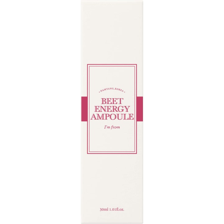 I'm From Beet Energy Ampoule 30 ml energigivande fuktserum i vit ytterförpackning med rosa textdetaljer