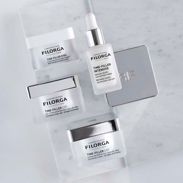 FILORGA Time-Filler 5XP 50 ml anti age ansiktskräm för alla rynktyper i vit burk med silverlock