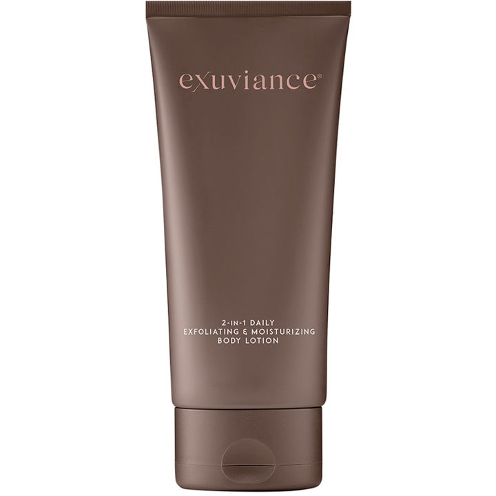 Exuviance 2-in-1 Daily Exfoliating & Moisturizing Body Lotion 2-i-1 återfuktande bodylotion i matt brun plasttub