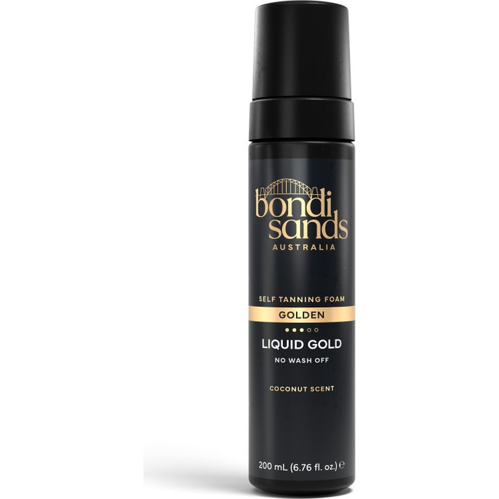 Bondi Sands Liquid Gold 200 ml australisk brun utan sol mousse för gyllene lyster i svart flaska med guldtext