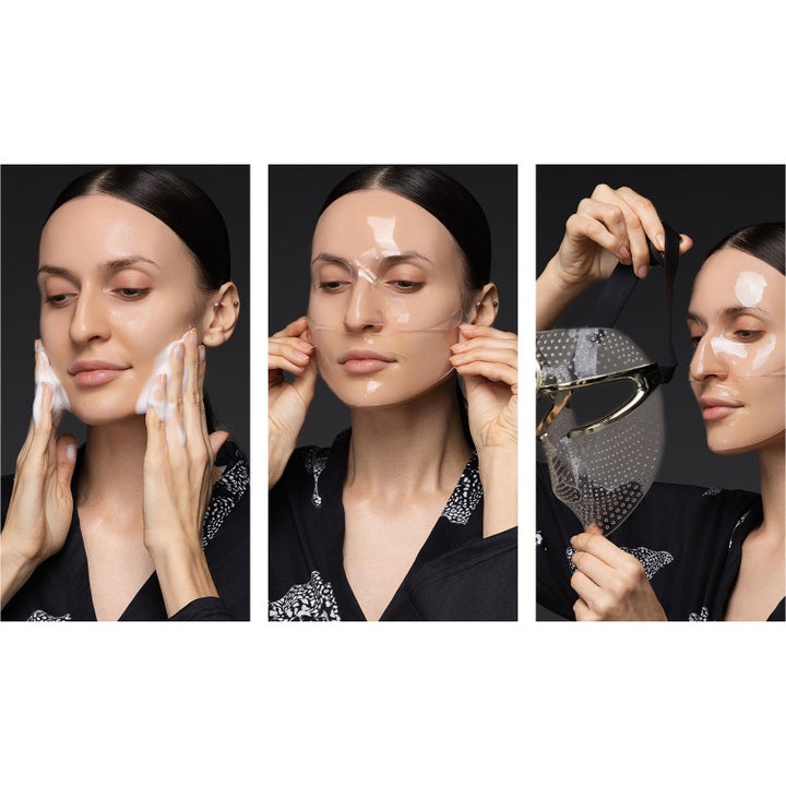 FAQ Swiss FAQ™ Glass Skin Collagen Face Mask 5 pcs ger lyster i tre steg med rengöring, kollagen mask och LED-enhet