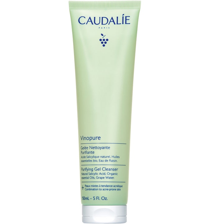 Caudalie Vinopure Purifying Gel Cleanser 150ml djuprengörande ansiktstvätt i ljusgrön tub med vitt lock