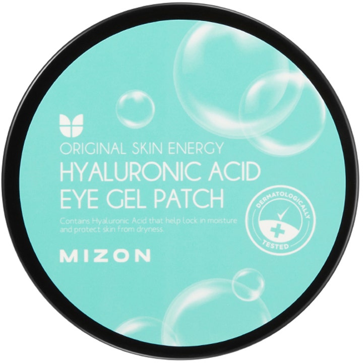 Mizon Hyaluronic Acid Eye Gel Patch 60 st återfuktande ögonmask i ljusblå burk med svarta detaljer