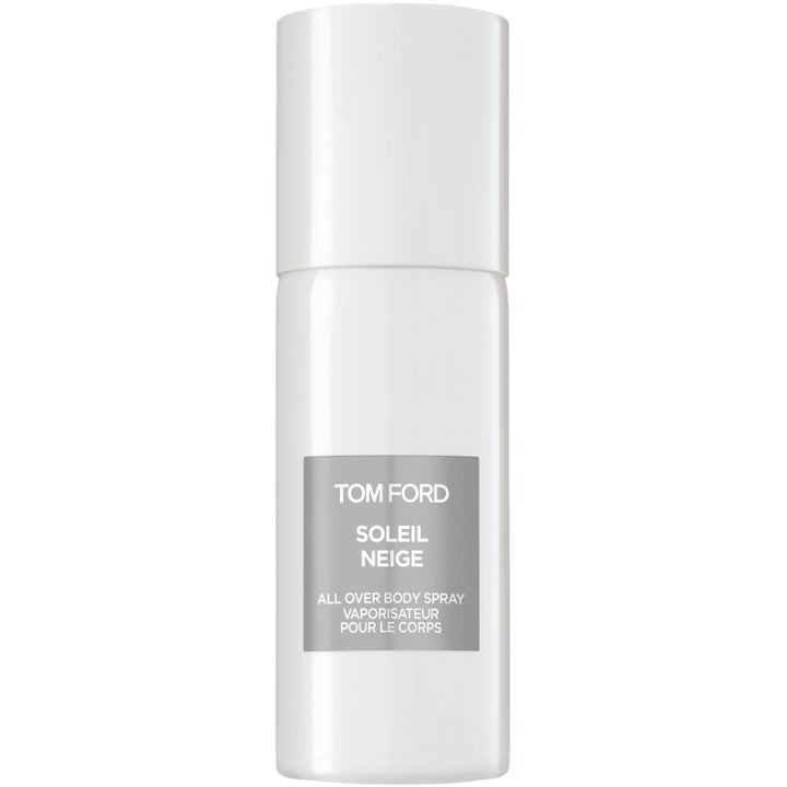 Tom Ford Soleil Neige All Over Body Spray 150ml uppfriskande kroppsspray i vit flaska med silverfärgad etikett