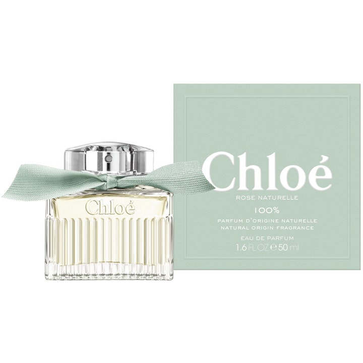 Chloé Naturelle Eau de Parfum 50 ml parfym naturliga ingredienser i räfflad glasflaska med mintgrön rosett och ask