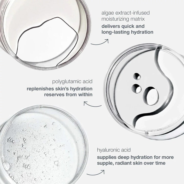 Dermalogica Circular Hydration Serum 30 ml fuktgivande hyaluronsyra serum visar ingredienser i glasskålar