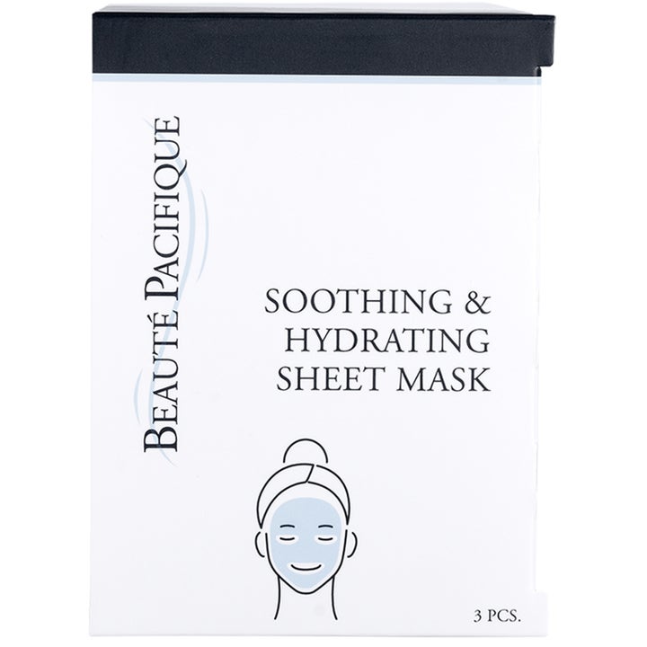 Beauté Pacifique Soothing & Hydrating Sheet Mask 3 st återfuktande sheet mask i vit box med svart lock