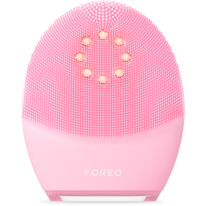 FOREO LUNA 4 plus Normal Skin Pink 1 st mikroström ansiktsapparat i rosa silikon som ger djuprengöring med LED-ljus