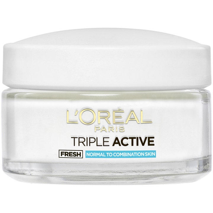 L'Oréal Paris Triple Active Day Cream 50 ml återfuktande dagkräm i glasburk för normal till blandhy