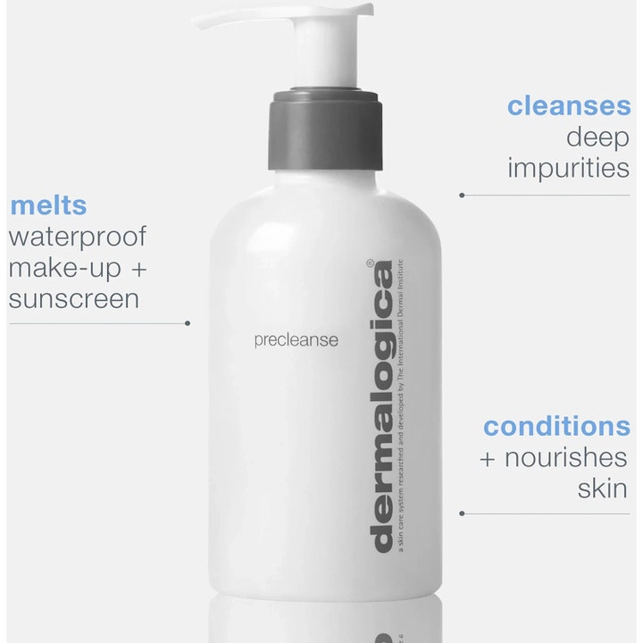 Dermalogica PreCleanse 150 ml oljebaserad rengöring i vit pumpflaska som löser upp vattenfast smink och solskydd.