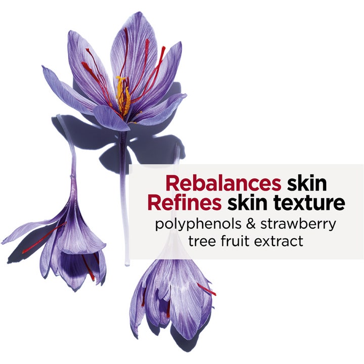 Clarins Hydra-Essentiel Cream-Mask 75 ml ansiktsmask med dubbel hyaluronsyra balanserar huden och visas med lila blommor.