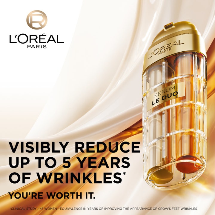 L'Oréal Paris Age Perfect Le Duo Age Defying Serum 30 ml minskar rynkor visat med före och efter resultat på huden